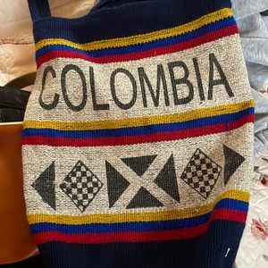 “Columbia” Woven Multicolored Bucket Crossbody Bag